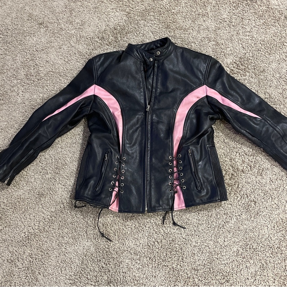 IK Brand Genuine Leather Women’s Motorcycle Riding Jacket Size XXL